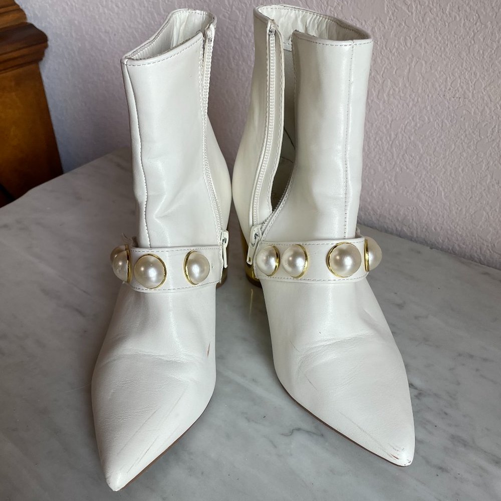 White Gold Pearl Fashion Nova Ankle Booties